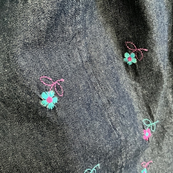 Vintage Handmade Maxi skirt Floral daisies Embroideries Dark wash Denim XS - Picture 8 of 8